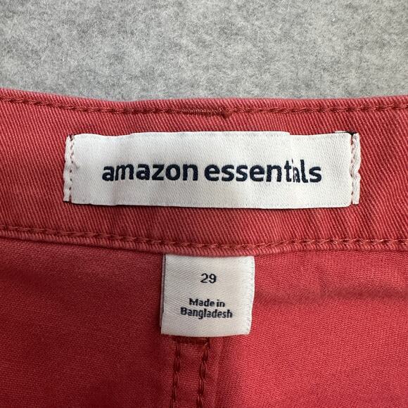 Amazon Essentials Chino Shorts SZ 29 Peach Mid Rise Straight Fit Stretch Zip Fly - Picture 2 of 4